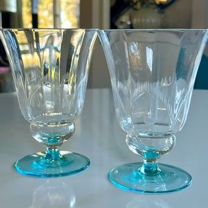 Vintage | Crystal Water Goblets | Etched Parfait Glasses | Cocktails | Set of 2